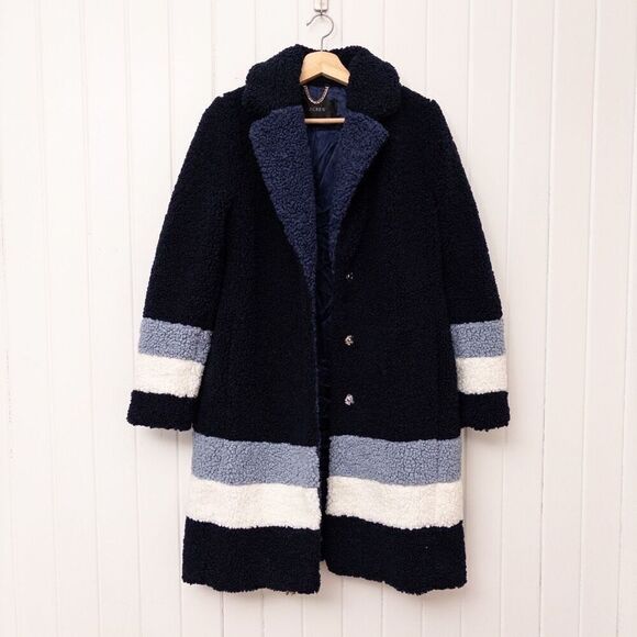J. Crew Teddy Sherpa Topcoat in Colorblock Size Small - Picture 2 of 10